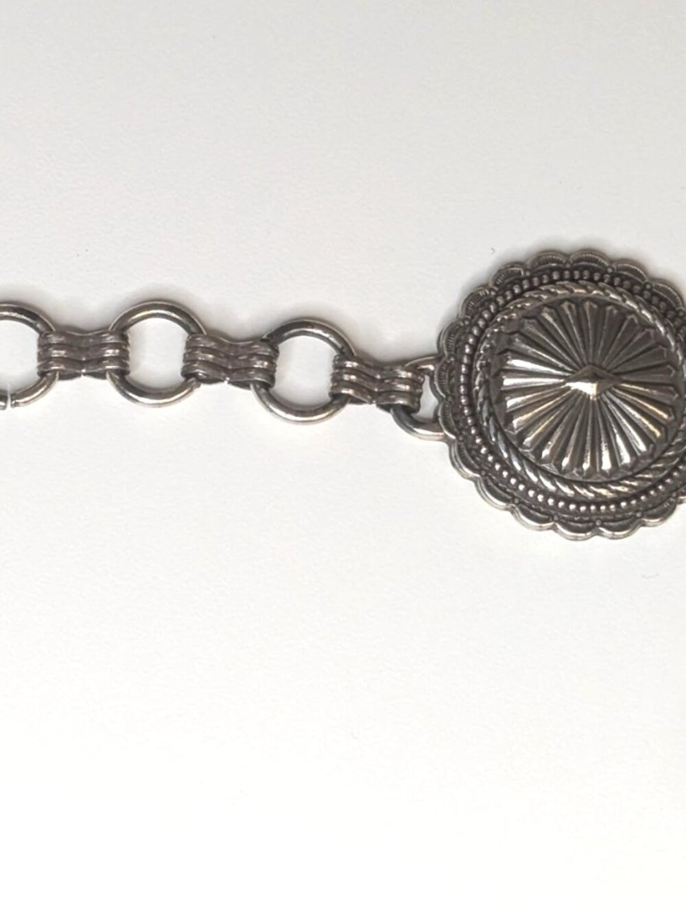 Vintage 1996 Fossil Concho Belt Style 49030 Heavy 11oz Metal Western Design - Picture 5 of 7